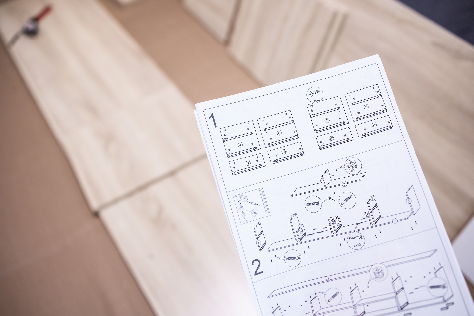 Instructions for assembling furniture chest